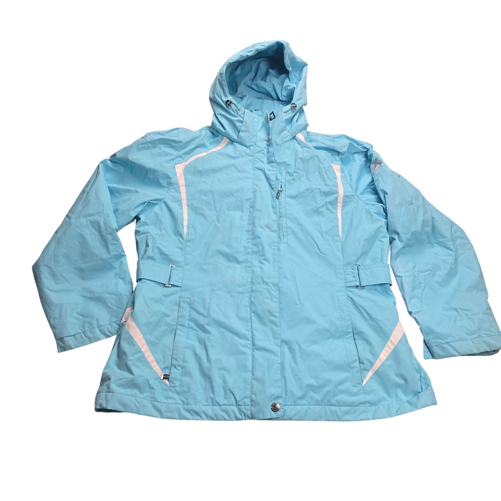 ZeroXposur‎ Ski Jacket Women Large Light Blue Good Hooded Winter Coat